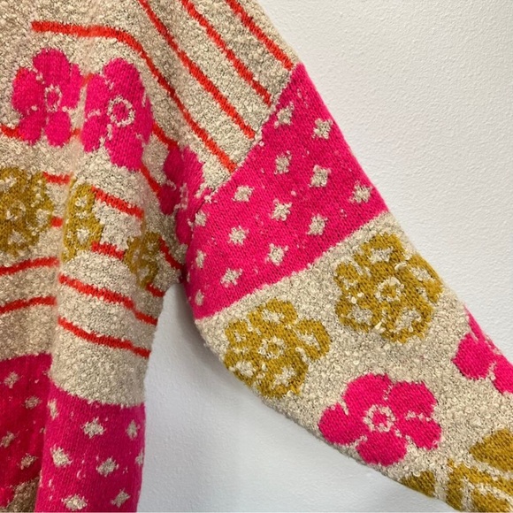 Natural Life Calla Jacquard Cardigan Sweater Chunky Knit Wool Blend SZ L / XL - Picture 6 of 10